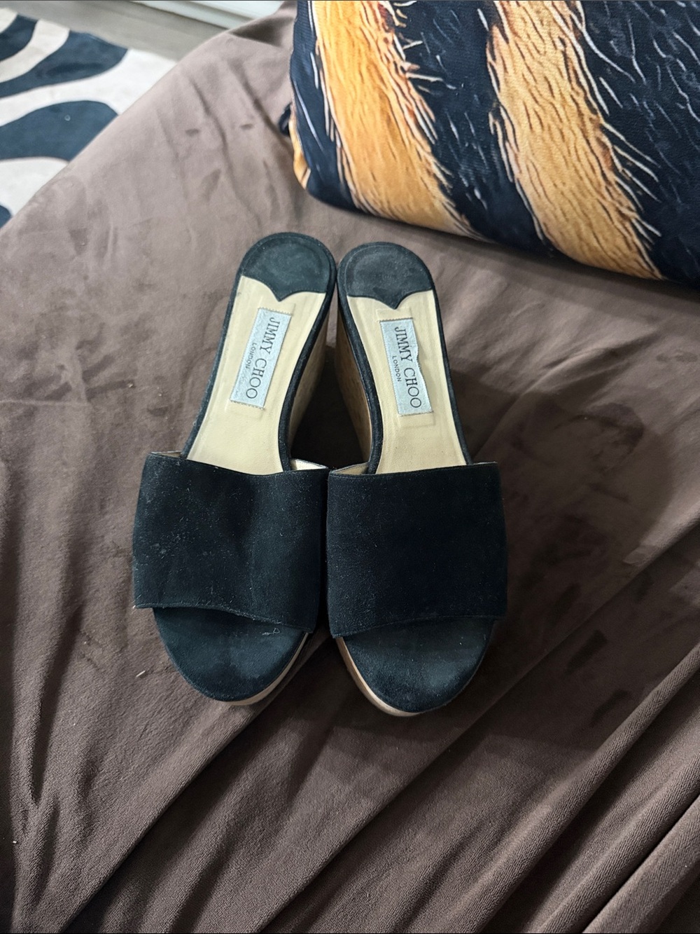 Jimmy Choo Black Suede Mule Slides